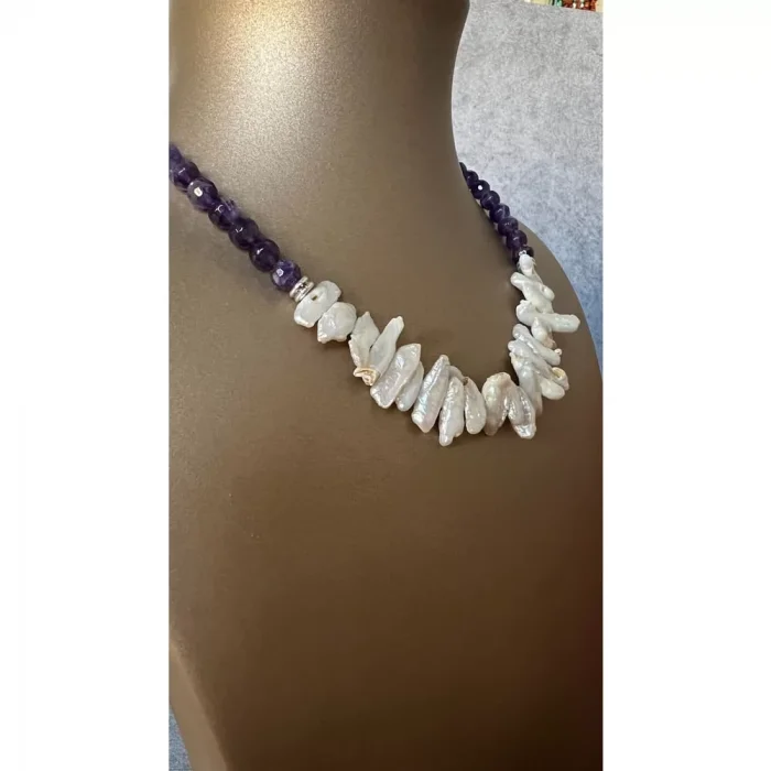 Sakız İnci Ametist Kolye