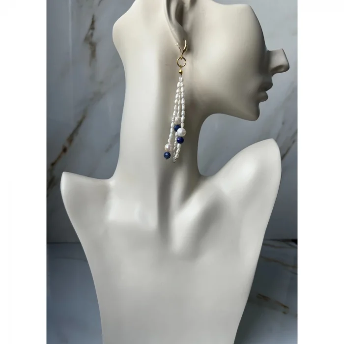 Lapis Lazuli Arpa İnci Küpe