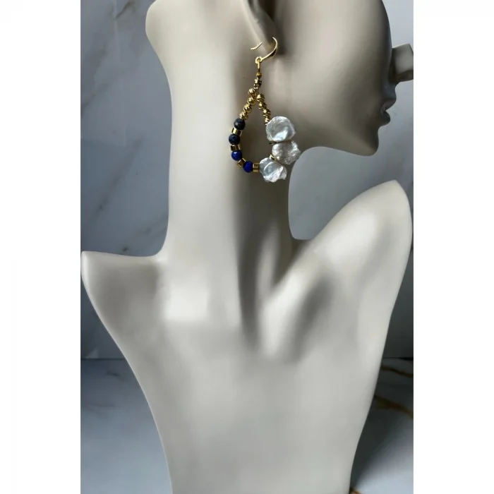 Lapis Lazuli İnci Küpe