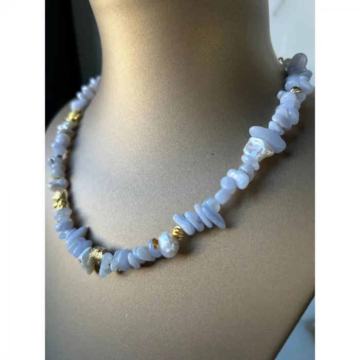 Mavi Kuvars Dore Kolye
