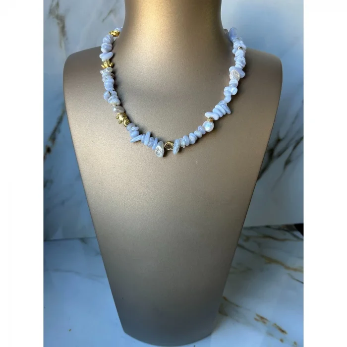 Mavi Kuvars Dore Kolye