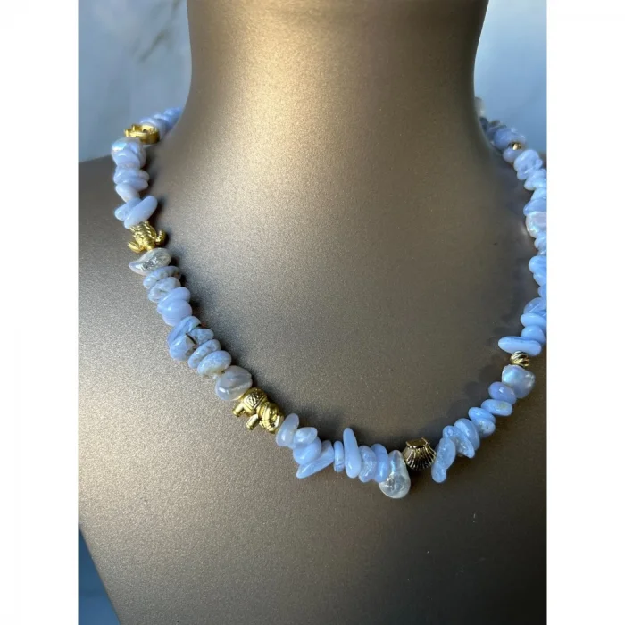 Mavi Kuvars Dore Kolye