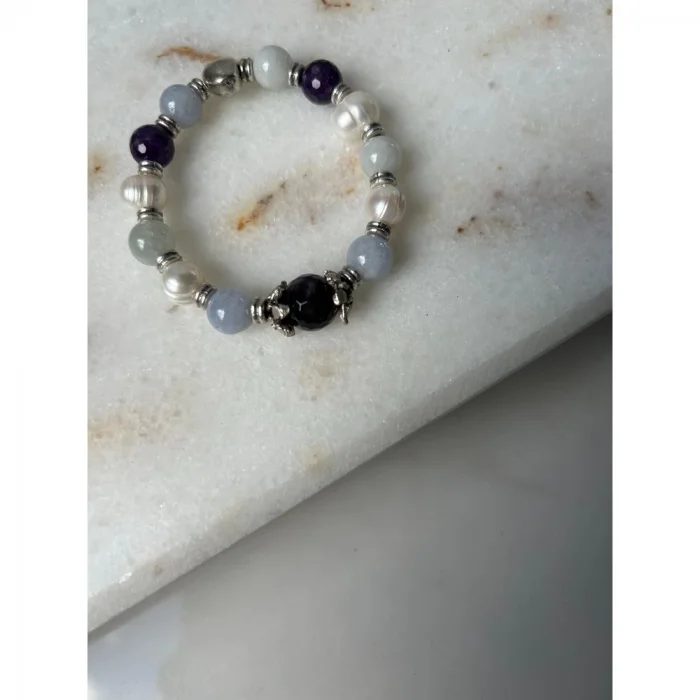 Ametist Aquamarine İnci Bileklik