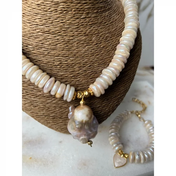 İnci Kolye ve Bileklik Set