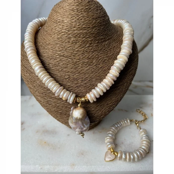 İnci Kolye ve Bileklik Set