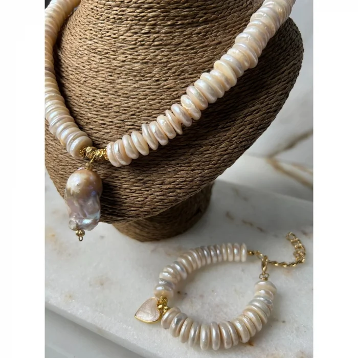 İnci Kolye ve Bileklik Set