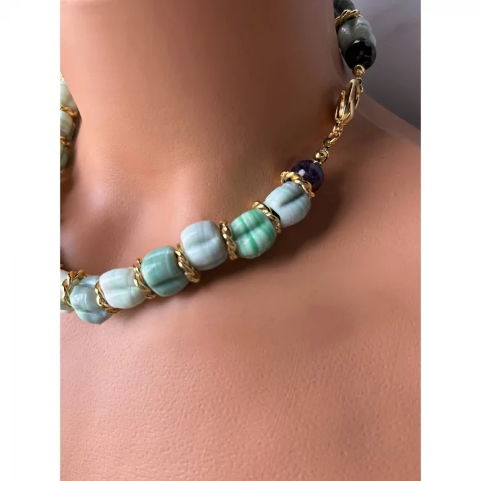 Cam Boncuk Ametist Kolye