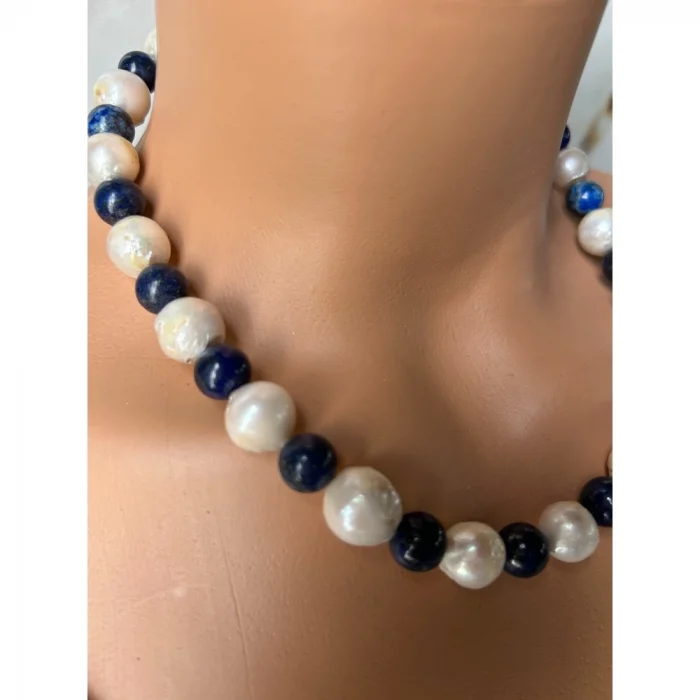 Barok İnci Lapis Lazuli Kolye
