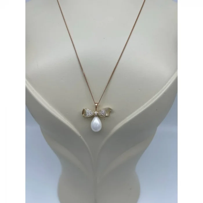 İnci Fiyonk Uçlu Kolye