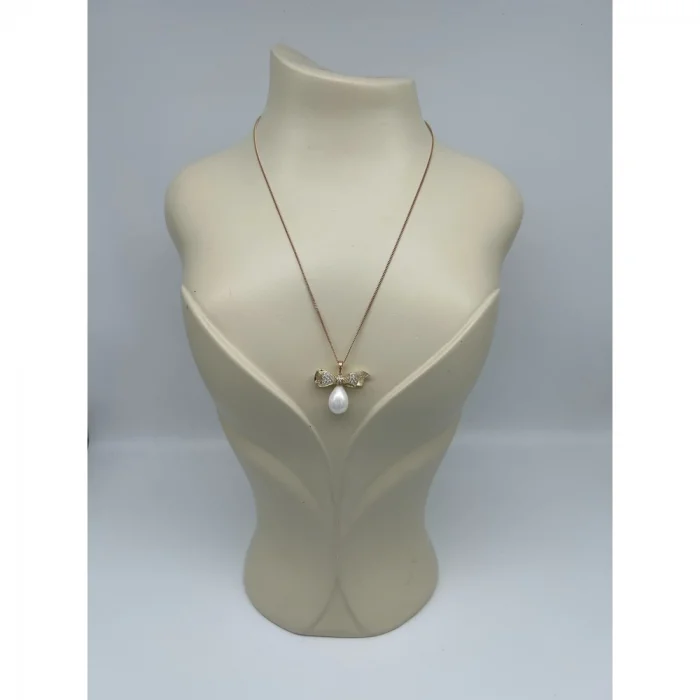 İnci Fiyonk Uçlu Kolye