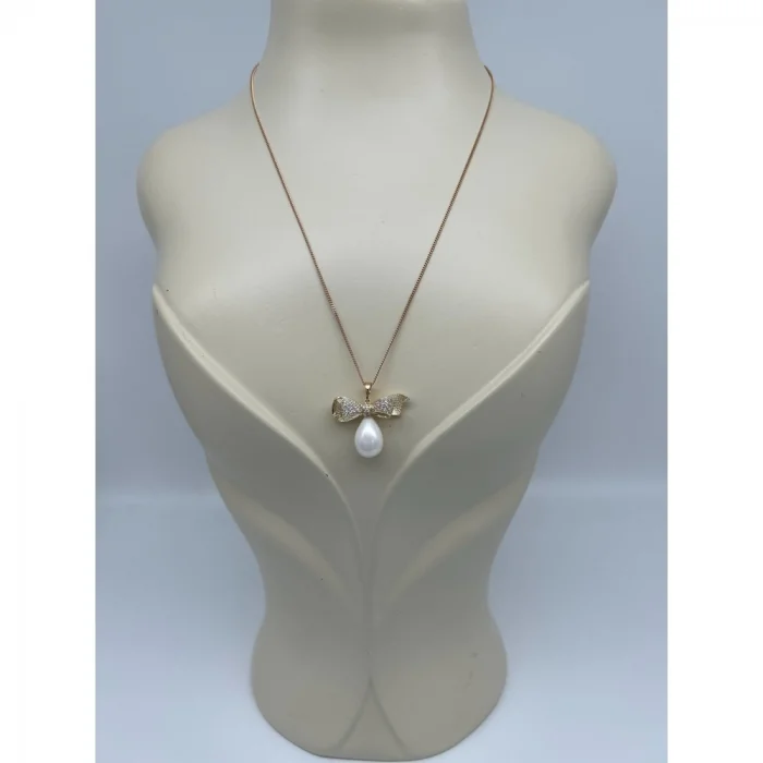 İnci Fiyonk Uçlu Kolye