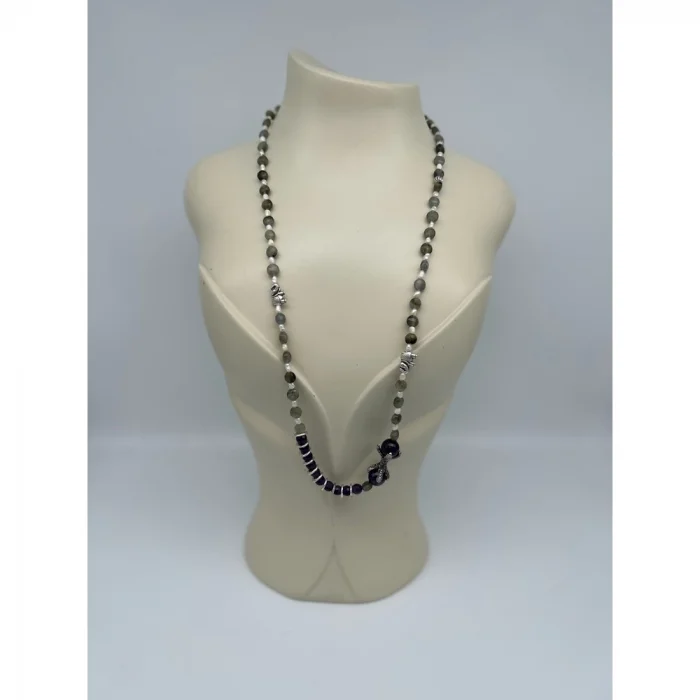 Ametist Labradorit İnci Uzun Kolye