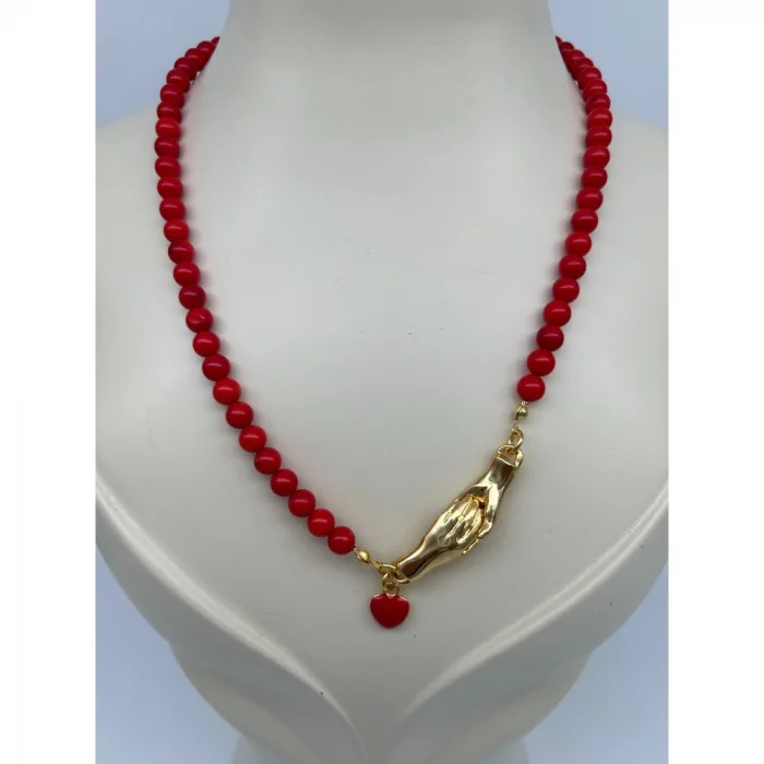 Mercan Tutuşan El Klipsli Kolye