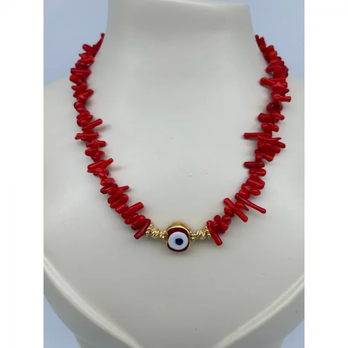 Mercan Nazar Boncuklu Kolye