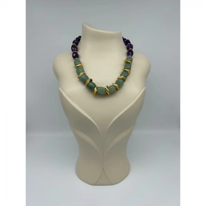 Ametist Amazonit Kolye