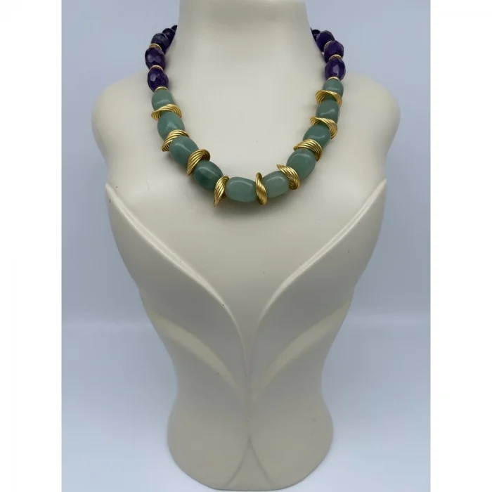 Ametist Amazonit Kolye