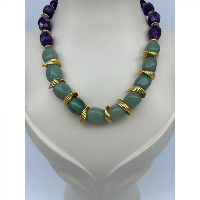 Ametist Amazonit Kolye