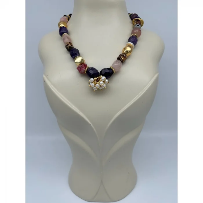 Ametist Druze Kristali Kolye