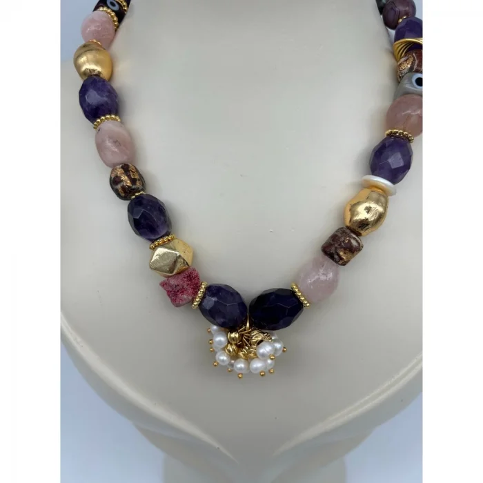 Ametist Druze Kristali Kolye