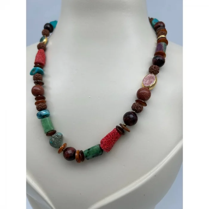 Mercan Hematit Kaplan Gözü Rudraşka Kolye