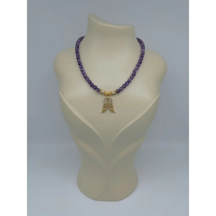 Ametist Kanat Uçlu Kolye