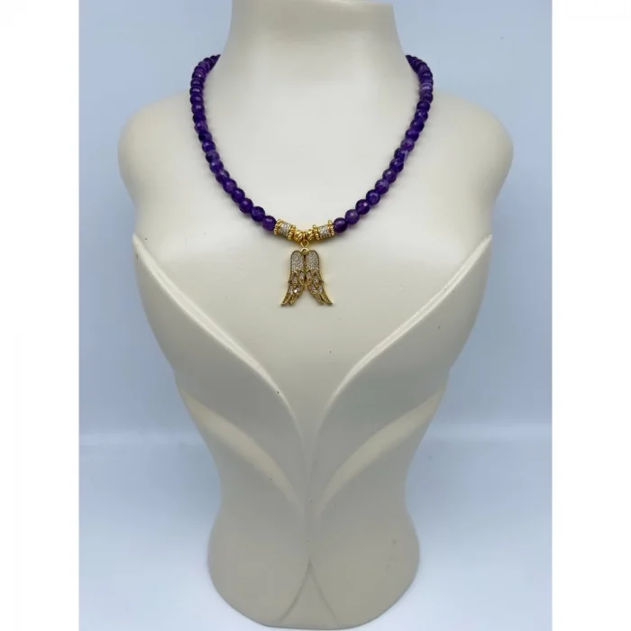 Ametist Kanat Uçlu Kolye