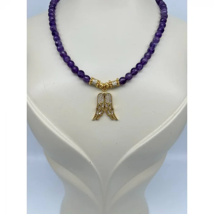 Ametist Kanat Uçlu Kolye