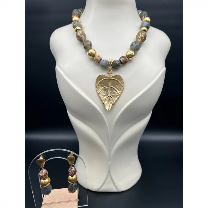 Labradorit Antik Kolye ve Küpe