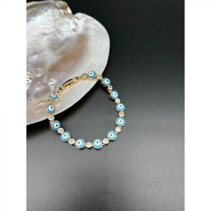 Çelik Nazar Boncuklu Rose Bİleklik