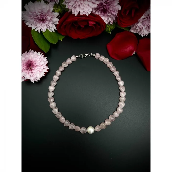 Pembe Kuvars İnci Kolye