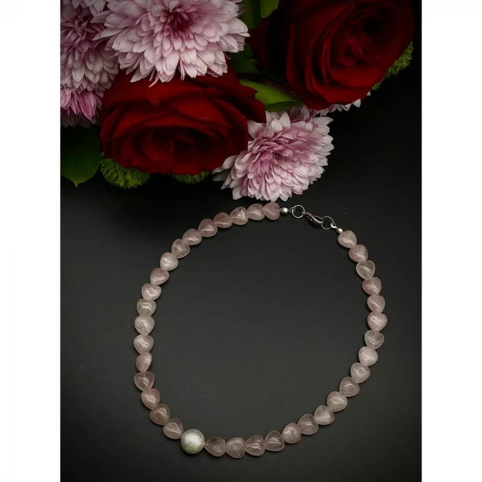 Pembe Kuvars İnci Kolye