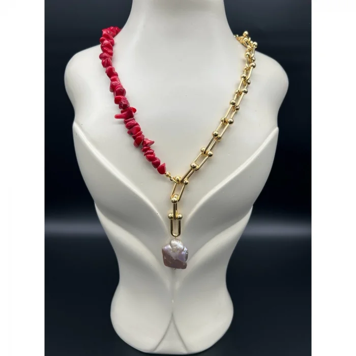 Mercan Tifanny Barok İnci Kolye