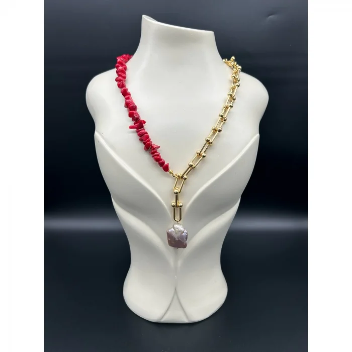 Mercan Tifanny Barok İnci Kolye