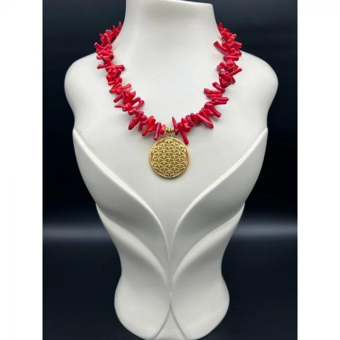 Mercan Hayat Ağacı Uçlu Kolye