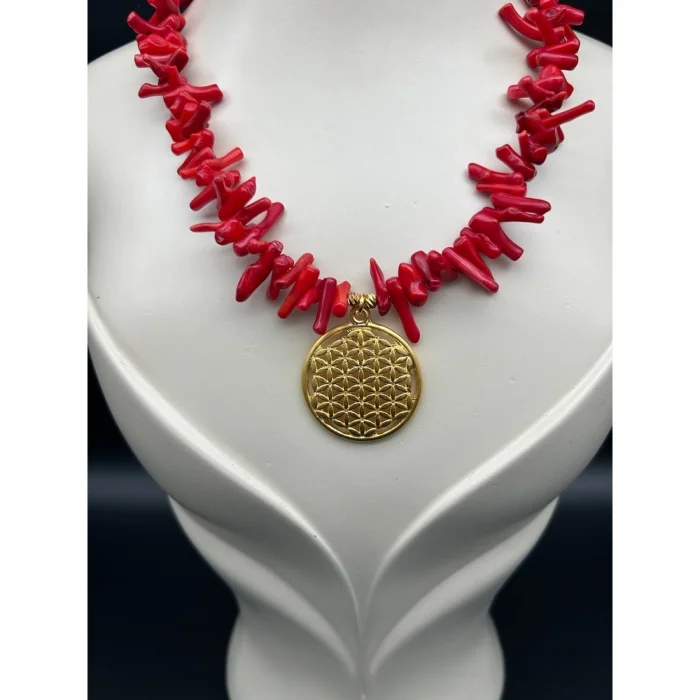 Mercan Hayat Ağacı Uçlu Kolye