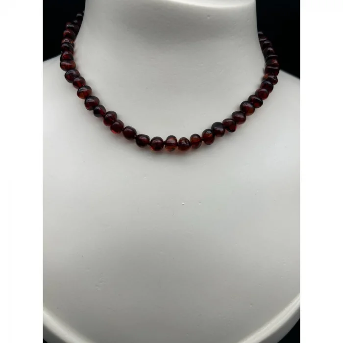 Kehribar Koyu Kahve Asortili  Bebek Kolye