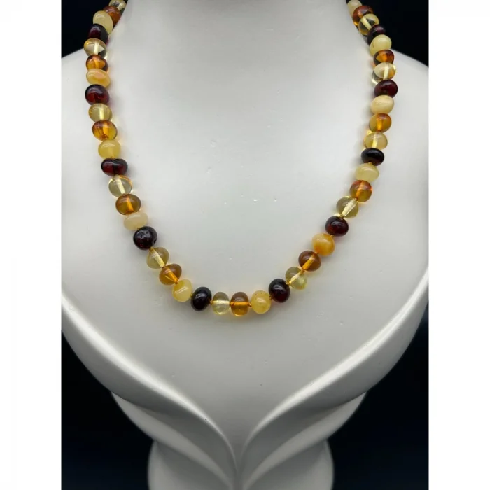 Kehribar Multi Color Doğal Asortili Kolye