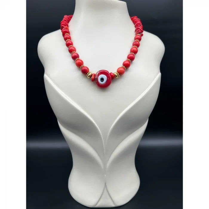 Mercan Nazar Boncuklu Kolye