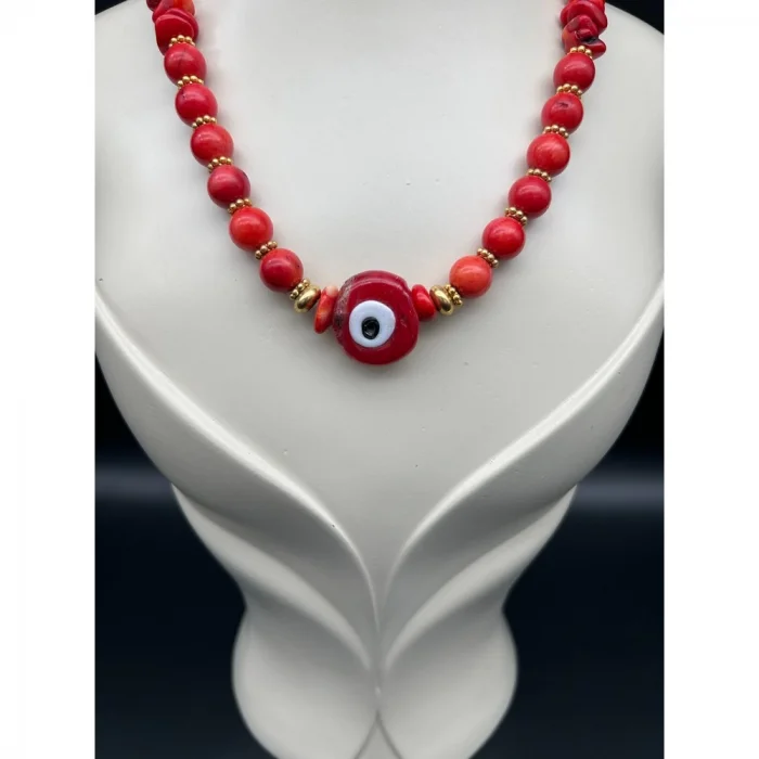 Mercan Nazar Boncuklu Kolye