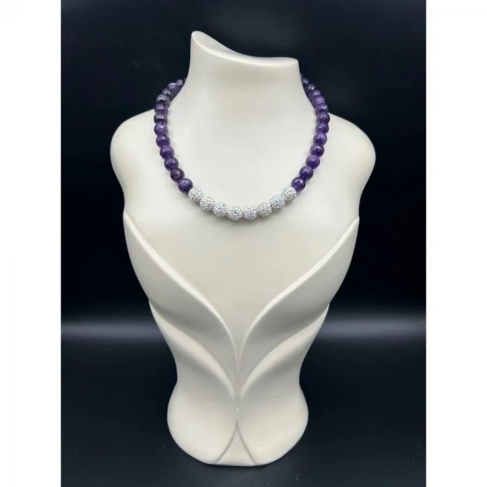 Ametist Zirkon Taşlı Kolye ve Bileklik Set