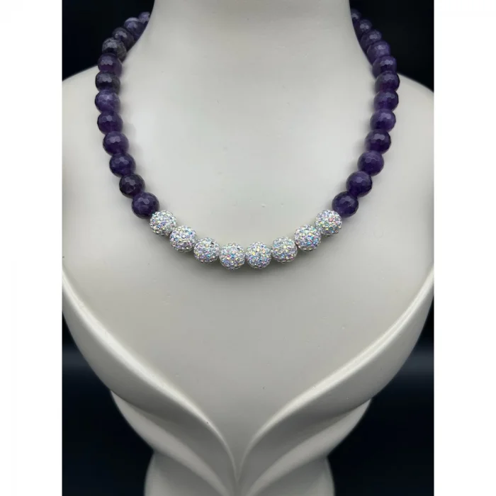 Ametist Zirkon Taşlı Kolye ve Bileklik Set