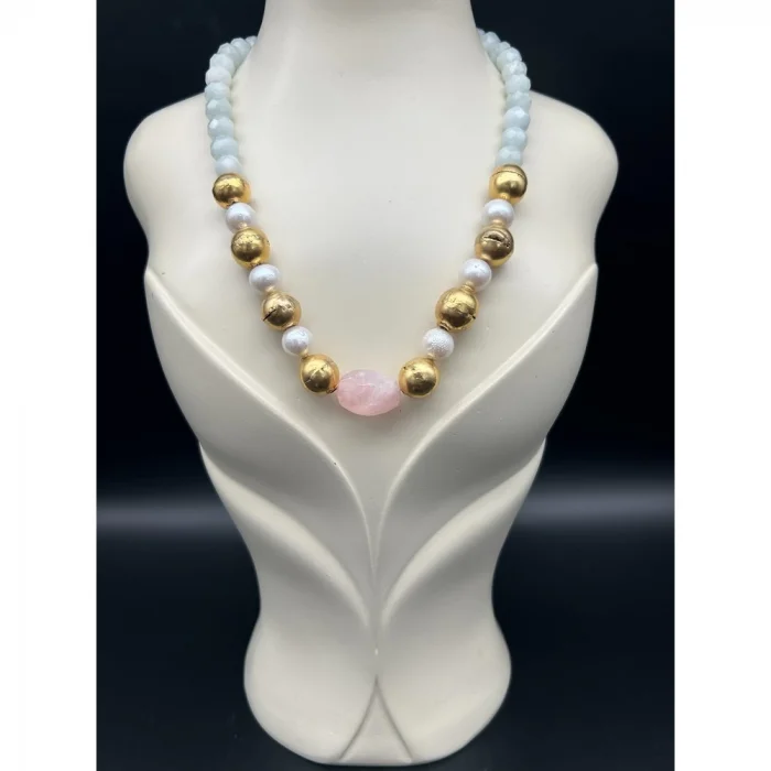 Aquamarin İnci Kuvars Kolye