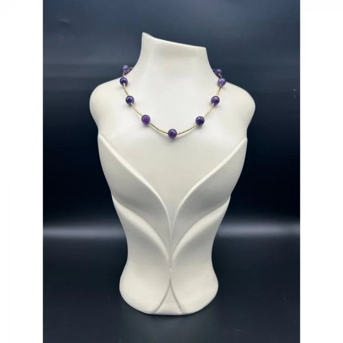 Ametist Gold Kolye Ve Bileklik Set