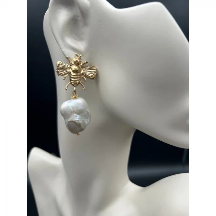 Barok İnci Arı Model Küpe