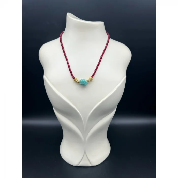 Amazonit Kristal Boncuk Kolye