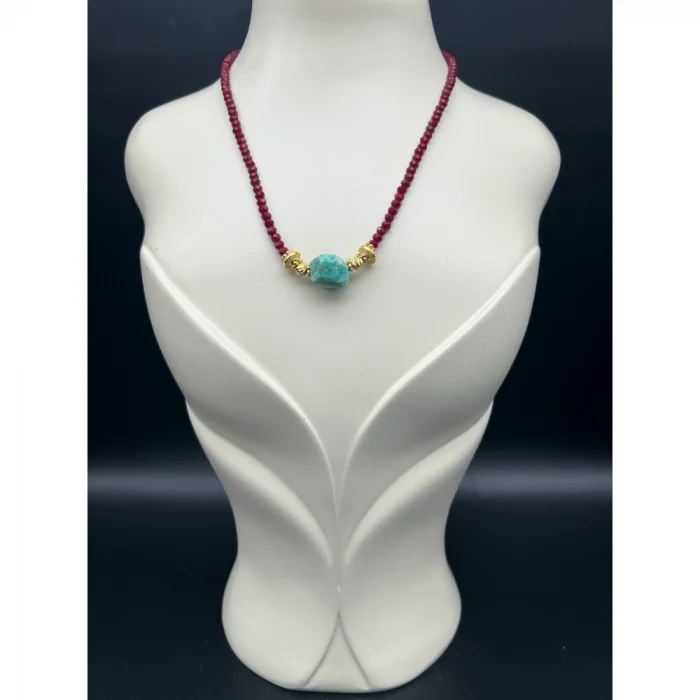 Amazonit Kristal Boncuk Kolye