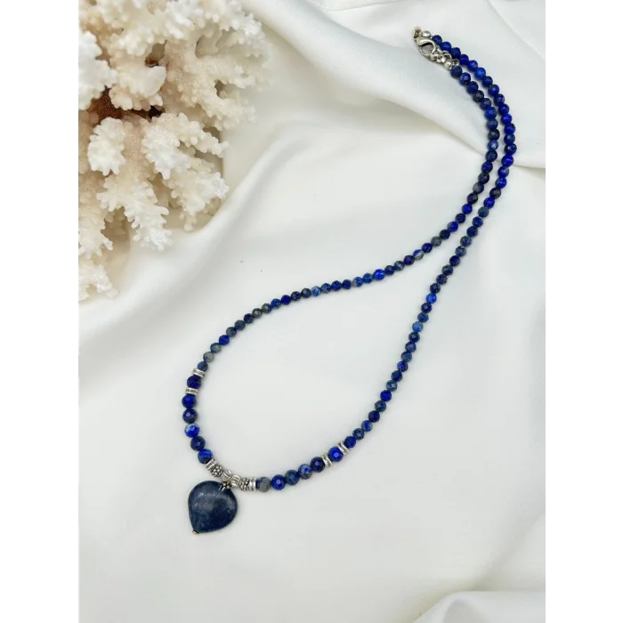 Lapis Lazuli Kalp Uçlu Kolye