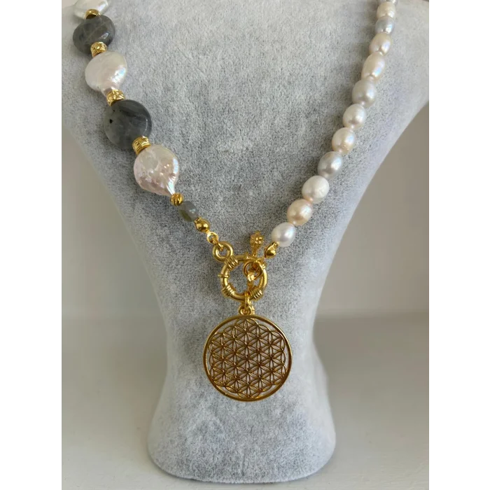 İnci Labradorit Kolye ve Bileklik Set