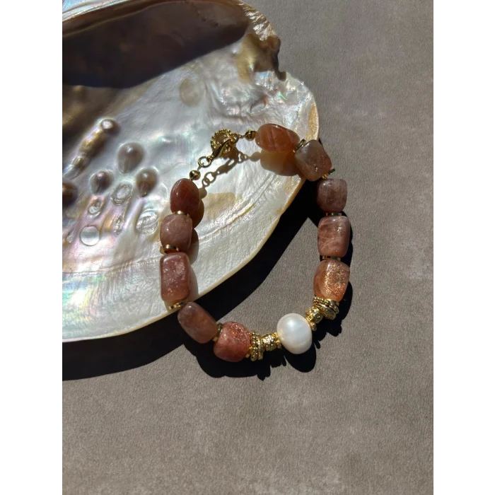 Ay Taşı Barok İnci Bileklik