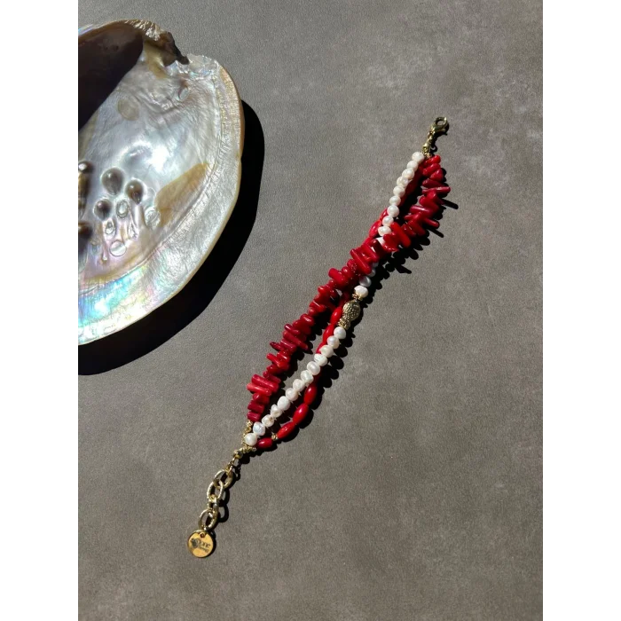 İnci Mercan Çoklu Bileklik